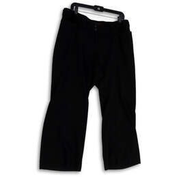 Womens Black Flat Front Pockets Regular Fit Straight Leg Capri Pants Sz 1P