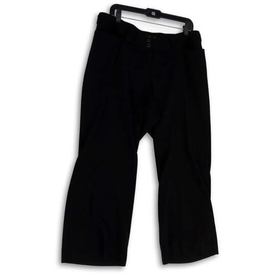Womens Black Flat Front Pockets Regular Fit Straight Leg Capri Pants Sz 1P image number 1
