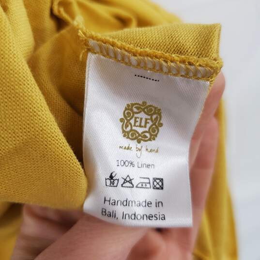 Elf Yellow Peony Linen Belted Midi Dress WM Size XXL NWT image number 3