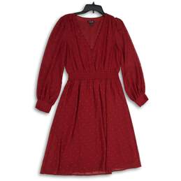 Express Womens Red V-Neck Long Sleeve Pullover A-Line Dress Size M
