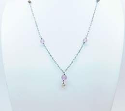 Romantic 925 Sterling Silver Pink & Purple Crystal Bead Necklace Drop Earrings Bracelet & Rings 16.5g alternative image