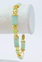 14K Yellow Gold Green Jade & Peridot Panel Bracelet- For Repair 9.6g image number 2