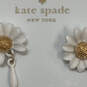 Designer Kate Spade White Gold Fashionable Bloom Daisy Flower Stud Earrings image number 4
