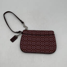 Womens Red Signature Print Bag Charm Inner Pocket Wristlet Wallet