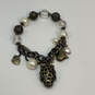 Designer Betsey Johnson Two-Tone Fashionable Pearl Heart Charm Bracelet image number 1