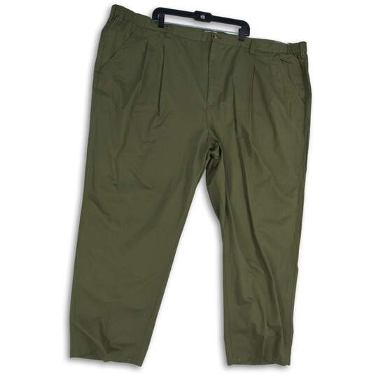 KINGSIZE Mens Green Pleated Slash Pocket Straight Leg Chino Pants Size 58/38 image number 1