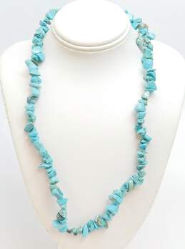 Artisan Goldtone Southwestern Faux Turquoise Pendant Quartz & Howlite Cord & Chip Beaded Necklaces 85.5g alternative image