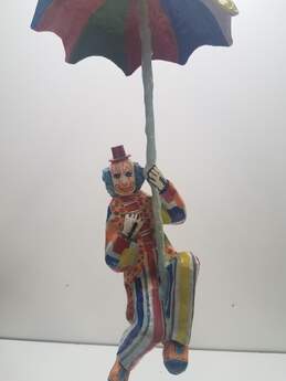 Vintage Folk Art Mexico Hand Crafted Clown with Umbrella