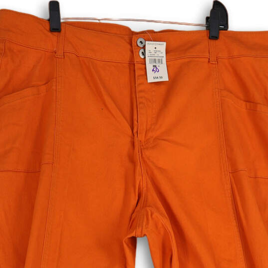NWT Womens Orange Flat Front Straight Leg Cropped Pants Size 22 image number 3