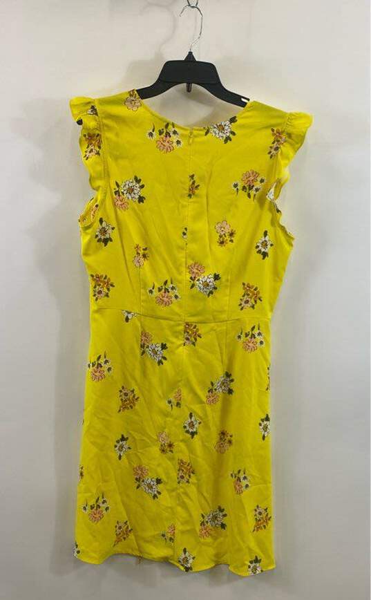 LOFT Women's Yellow Floral Dress - L NWT image number 2