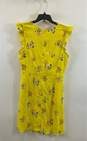 LOFT Women's Yellow Floral Dress - L NWT image number 2