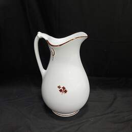 Vintage Anthony Shaw White Ceramic with Gold Tone Pitcher