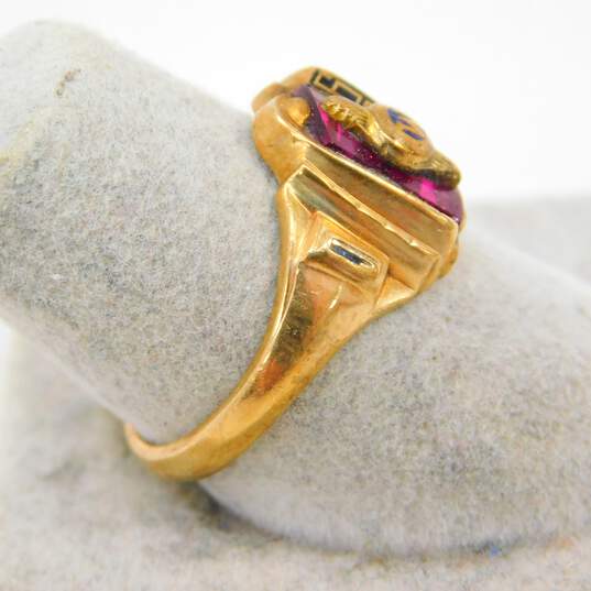 Vintage 10k Yellow Gold Red Spinel Class Ring 4.1g image number 4