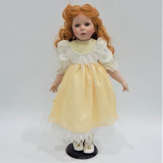 Seymour Mann Maud Humphrey Large Porcelain Doll W/ Stand & Tag image number 1