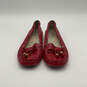 Womens Red Leather Moc Toe Eyelets Slip-On Moccasins Flats Size 9 image number 1
