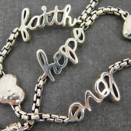 JAI John Hardy 925 Hope Love Faith Hammered Puffed Hearts Charms Rounded Box Chain Bracelet 14.1g