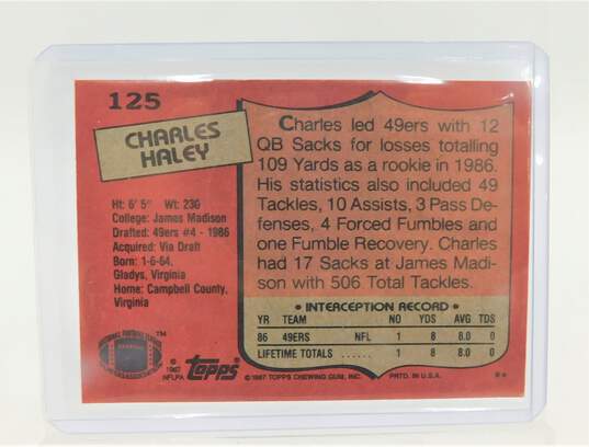 1987 HOF Charles Haley Topps Rookie SF 49ers image number 2