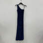 Womens Blue Pleated Sleeveless One Shoulder Modern Maxi Dress Zero Size 0 image number 1