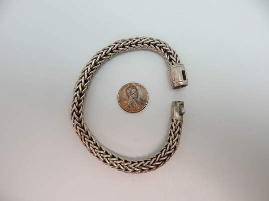 Gail Scott 925 & 18K Gold Accented Braided Clasp Chunky Foxtail Chain Bracelet 50.5g image number 2