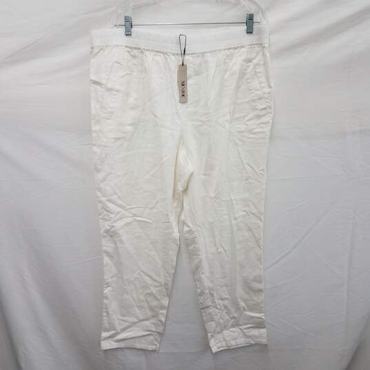 NWT Nic+Zoe Paper White Cotton Linen Blend Trousers Size XXL image number 1