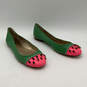 Womens Green Leather Round Toe Embellished Slip-On Ballet Flats Size 8 M image number 3