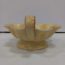 Tabletop Lifestyle Hand Painted Ceramic Ribbon Top 2 Handle Bowl alternative image