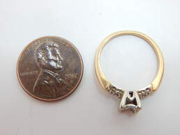 Art Deco 14K Yellow Gold Diamond Accent Ring Setting For Round Stone 2.6g alternative image