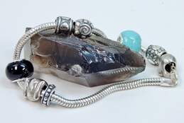 925 Snake Chain Charm Bracelet & Turquoise Onyx Floral Heart Dog Charms 17.9g alternative image