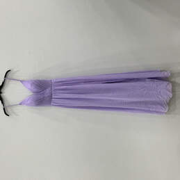 Womens Purple Pleated Sleeveless Back Zip Front Slit Maxi Dress Size A6