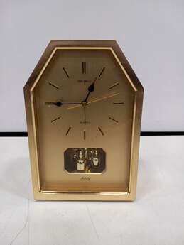 Vintage Seiko Melody Quartz Alarm Mantel Clock with Rotating Pendulum