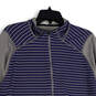 Mens Blue Gray Striped Long Sleeve Half Zip Activewear T-Shirt Size XL image number 3