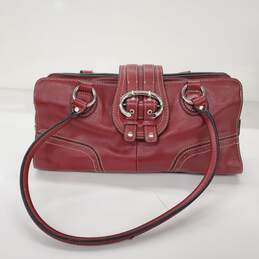Wilsons Leather Red Baguette Buckle Shoulder Bag