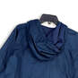 Mens Blue 1/2 Zip Long Sleeve Drawstring Hooded Windbreaker Jacket Size XL image number 4