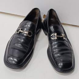Salvatore Ferragamo Men's Black Leather Silver Buckle Loafer Dress Shoes Size 9M