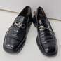 Salvatore Ferragamo Men's Black Leather Silver Buckle Loafer Dress Shoes Size 9M image number 1