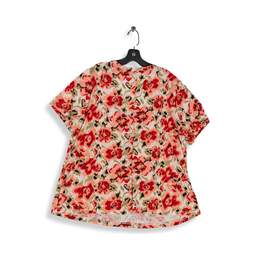 Womens Multicolor Short Sleeve V Neck Blouse Top Size 3X 22W-24W alternative image