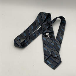 Mens Blue Gray Silk Adjustable Classic Pointed Designer Neck Tie One Size alternative image