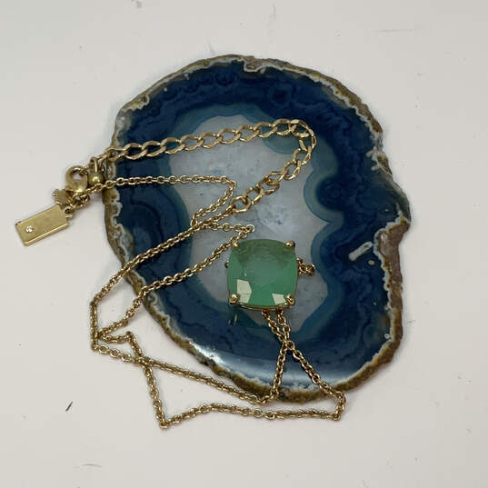 Designer Kate Spade Gold-Tone Turquoise Stone Emerald Pendant Necklace image number 1