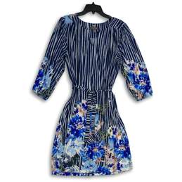 NWT Luxology Womens Multicolor Floral Split Neck 3/4 Sleeve Shift Dress Size XL
