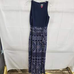 Vince Camuto Women's Blue Chiffon and Jersey Jumpsuit with Wrap Front Size 8