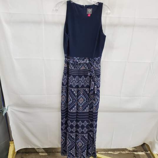 Vince Camuto Women's Blue Chiffon and Jersey Jumpsuit with Wrap Front Size 8 image number 1
