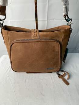 Montana West Brown Leather/Suede Crossbody Hobo Bag alternative image
