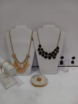 Bundle of Assorted Black, Silver, Gold, and Pink Tone Fashion Jewelry