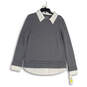 NWT Womens Gray White Collared Long Sleeve Pullover Sweater Size M image number 1