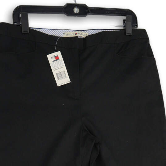 NWT Womens Black Flat Front Straight Leg Cropped Pants Size 12 image number 3