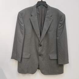 Mens Gray Wool Long Sleeve Collared Single Breasted Blazer Jacket Size 48R