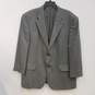 Mens Gray Wool Long Sleeve Collared Single Breasted Blazer Jacket Size 48R image number 1