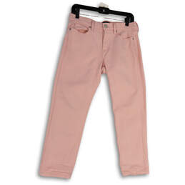 Womens Pink Light Wash Pockets Regular Fit Denim Straight Jeans Size 27