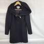 Wm COLE HAAN Signature *No belt* Black Wide Hood Wool Polyester Rayon Blend Coat Sz 4 image number 1
