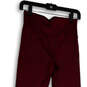 Womens Red Elastic Waist Stretch Skinny Leg Ankle Leggings Size Small image number 3